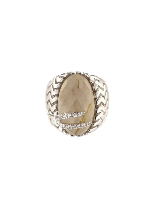 White gold rutilated quartz ring DBA07-02