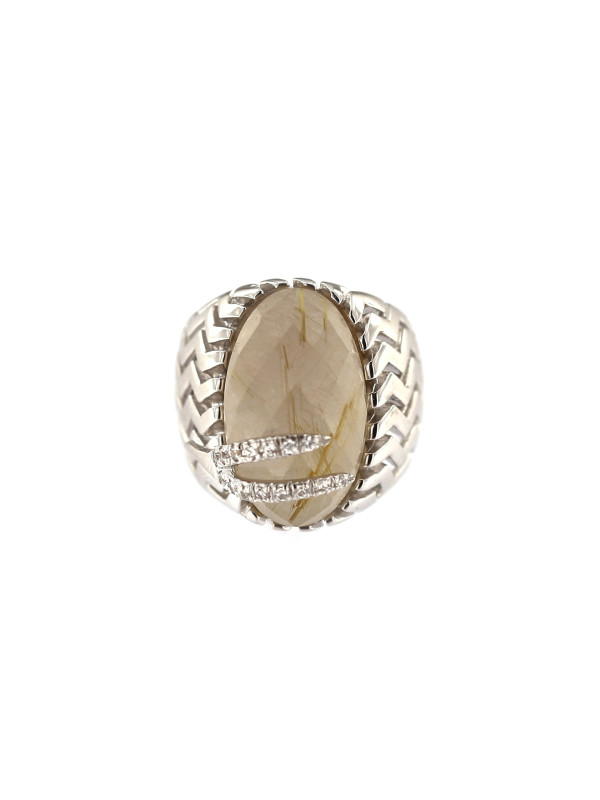 White gold rutilated quartz ring DBA07-02