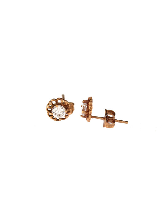 Rose gold zirconia stud earrings BRV03-11-04