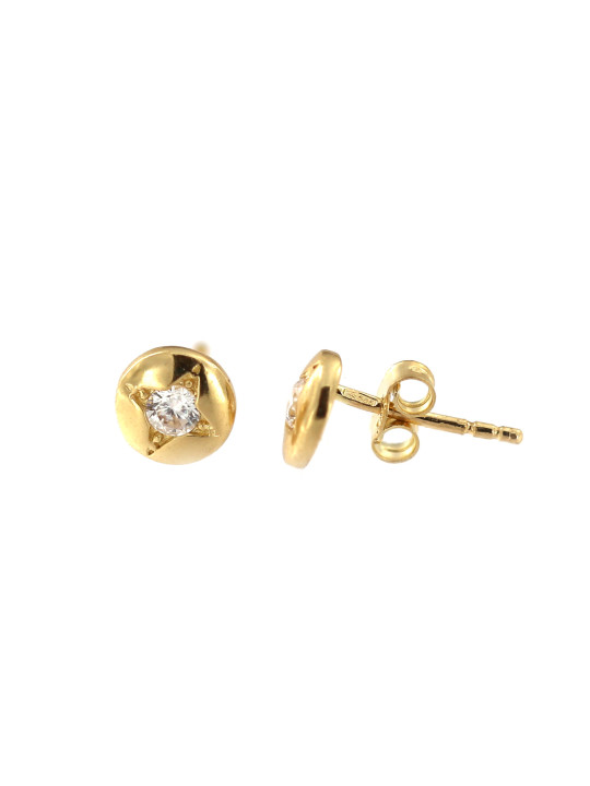 Yellow gold stud zirconia earrings BGV03-01-05