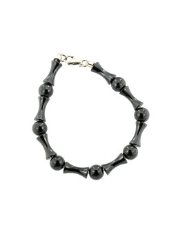 Silver bracelet with hematite BIKER-HA-04
