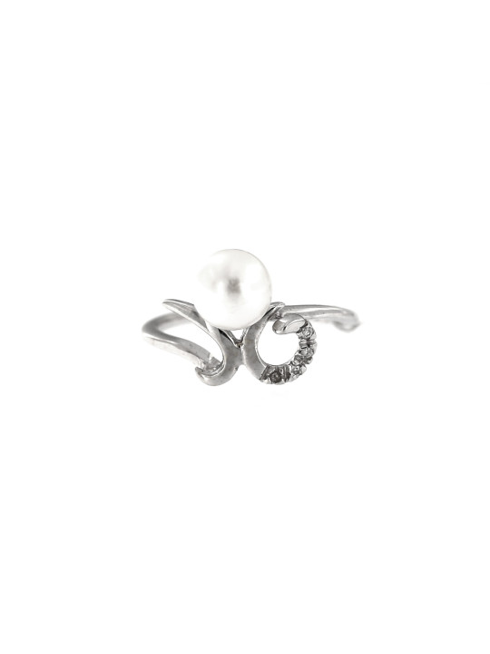 White gold ring with pearl and diamonds DBBR14-PRL-04