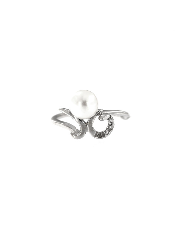 White gold ring with pearl and diamonds DBBR14-PRL-04