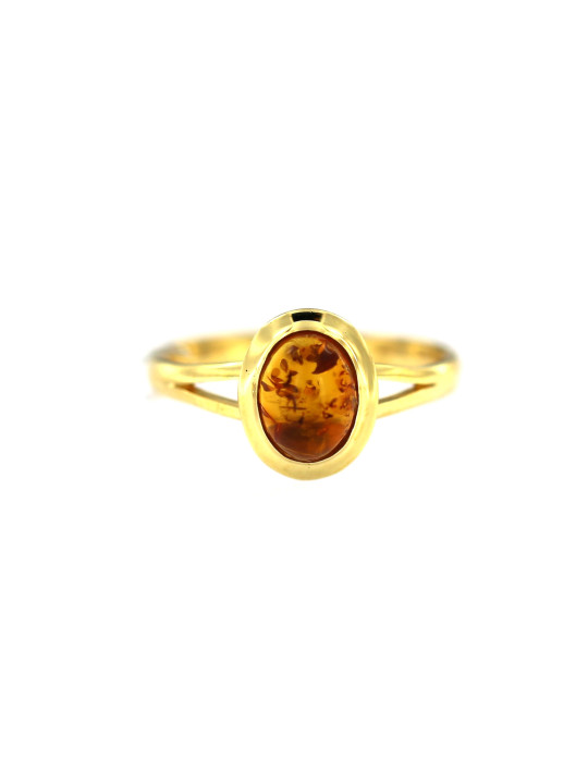 Yellow gold amber ring DGG02-01
