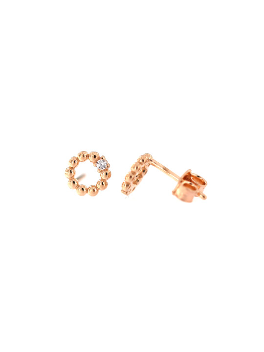 Rose gold zirconia pin earrings BRV12-01-03