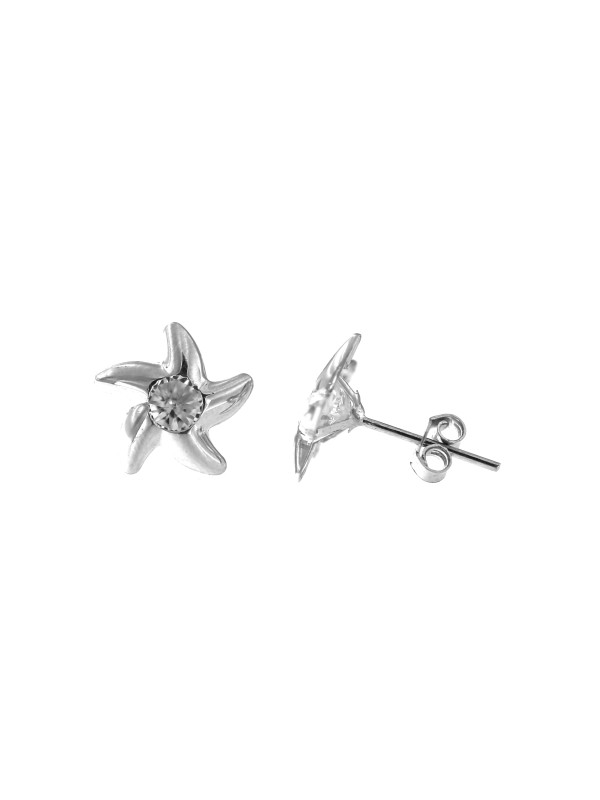 White gold star pin earrings BBV12-01-02