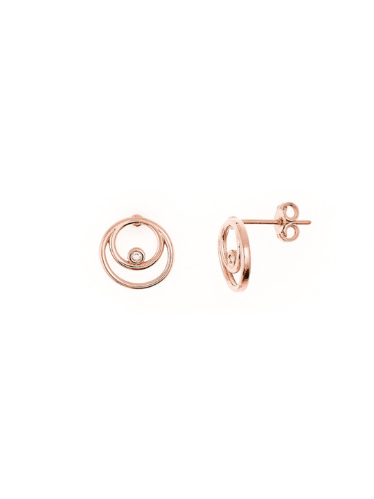 Rose gold zirconia pin earrings BRV12-01-15