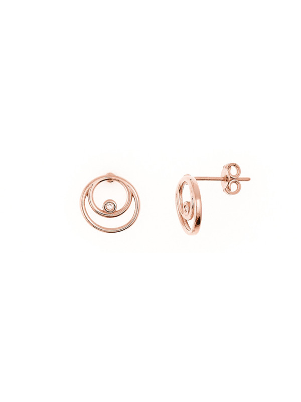 Rose gold zirconia pin earrings BRV12-01-15