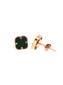 Rose gold earrings with malachite BRV02-06-07