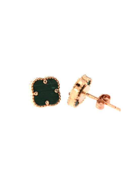 Rose gold earrings with malachite BRV02-06-07