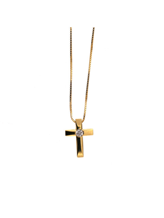 Yellow gold diamond pendant necklace CPGR09-04