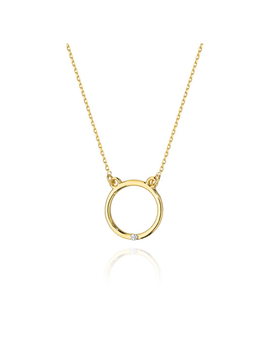 Yellow gold diamond pendant necklace CPGR05-05