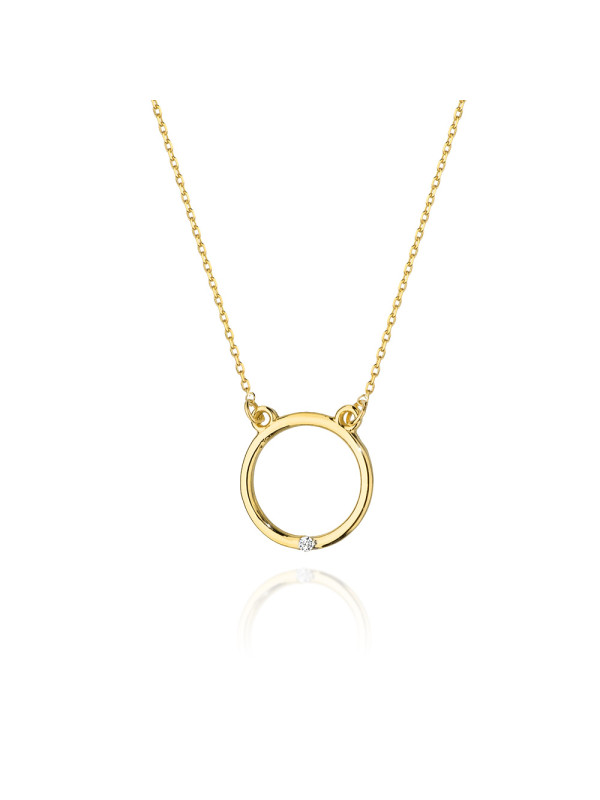 Yellow gold diamond pendant necklace CPGR05-05