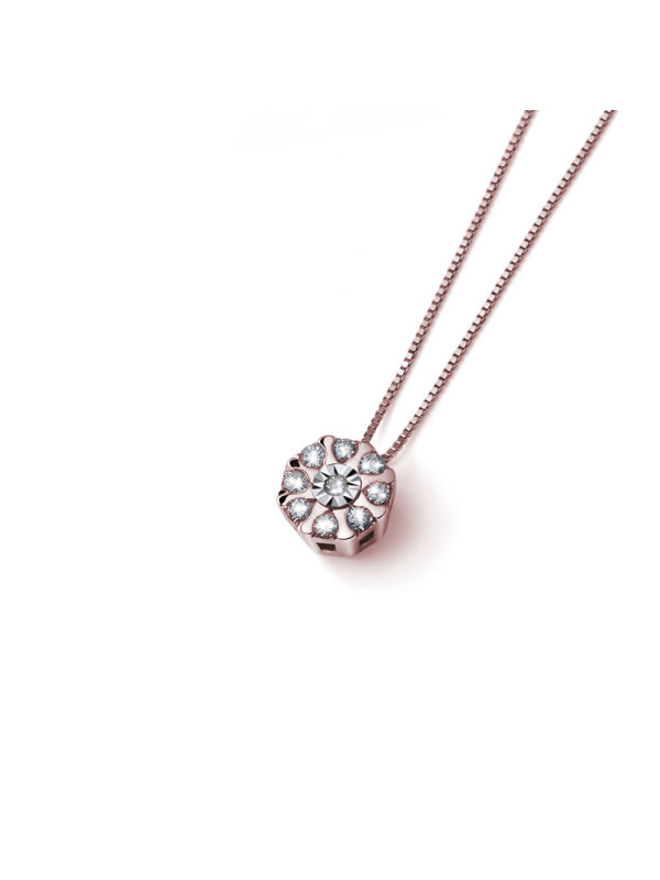 Rose gold diamond pendant necklace CPRR04-06