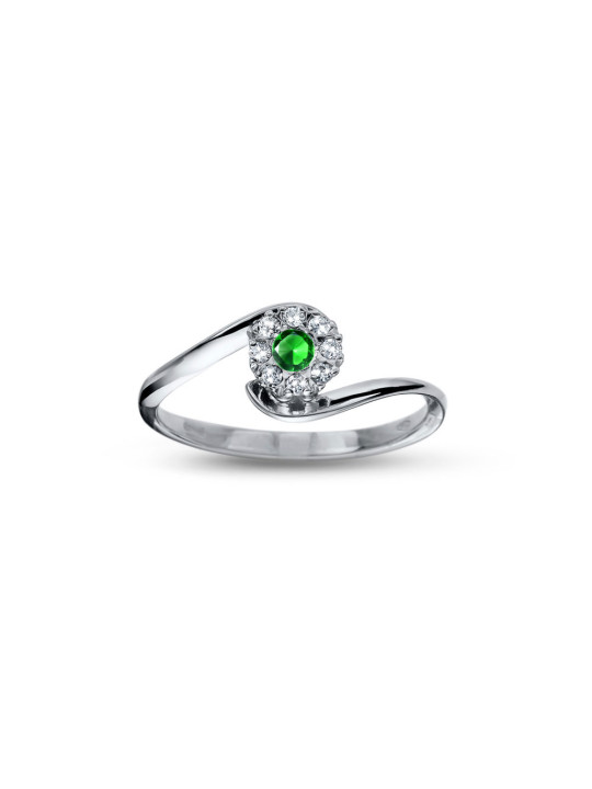White gold ring with emerald and diamonds DBBR14-S-04