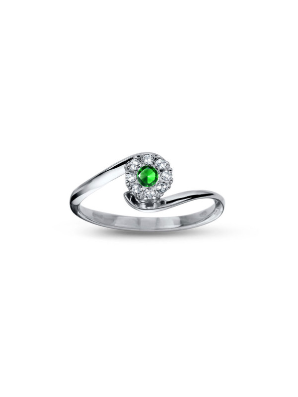White gold ring with emerald and diamonds DBBR14-S-04